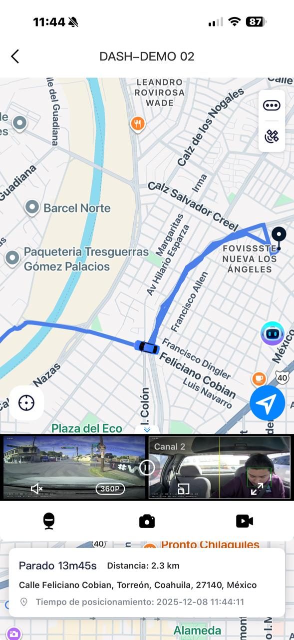 App móvil con ubicación y video en vivo